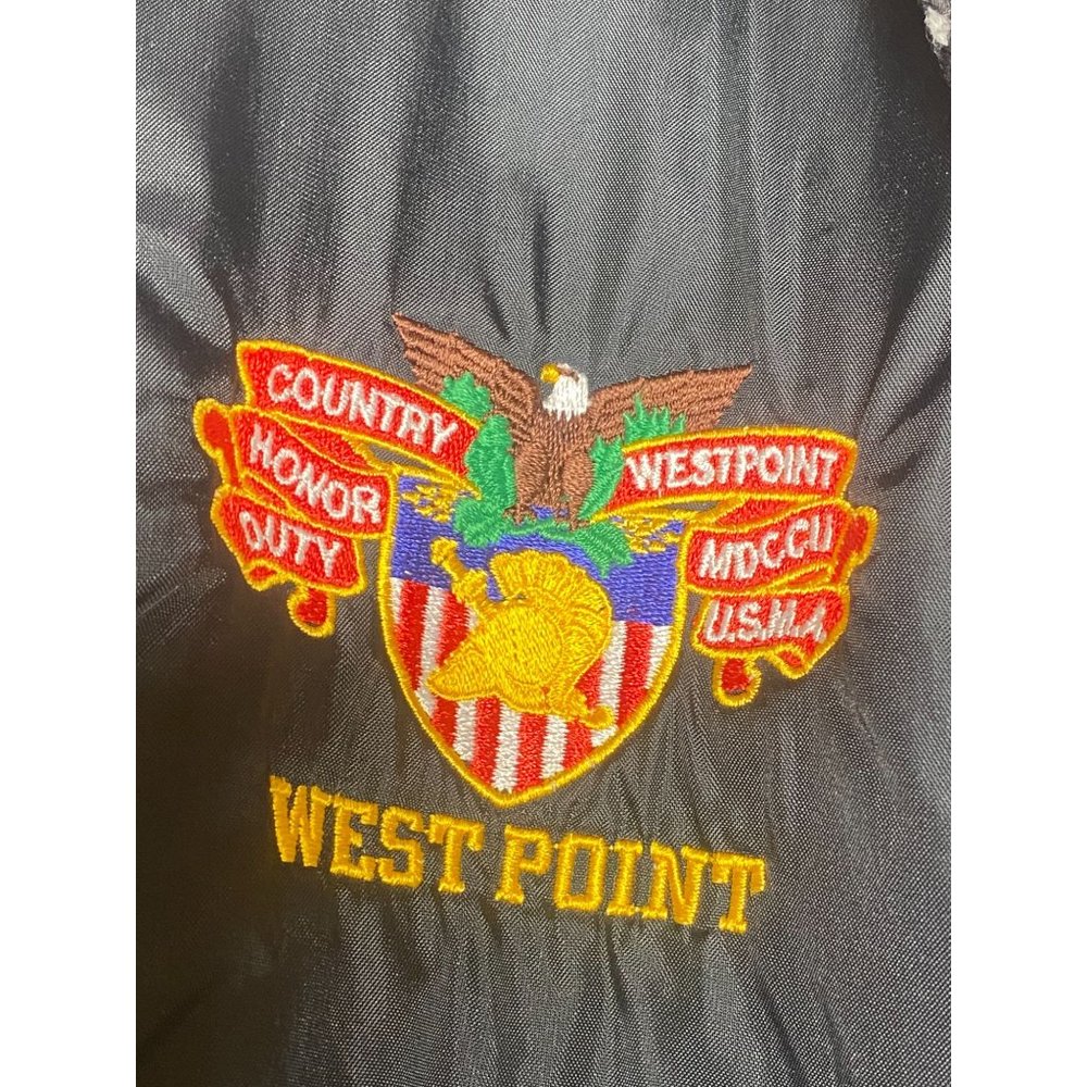 Vtg West Point U.S.M.A Military Lined Black Windbreaker Men's Size Large